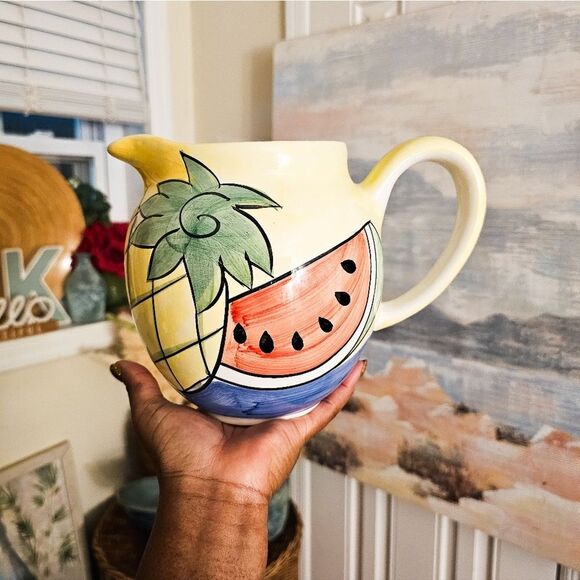 Y2K Hand-Painted Fruit Ceramic Pitcher – 9 Cup Capacity – Glossy Summer Aestheti - Picture 10 of 15